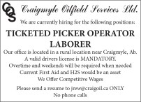 TICKETED PICKER OPERATOR LABORER wanted