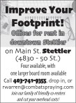 Offices for rent in downtown Stettler