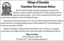 Village of Donalda Franchise Fee Increase Notice